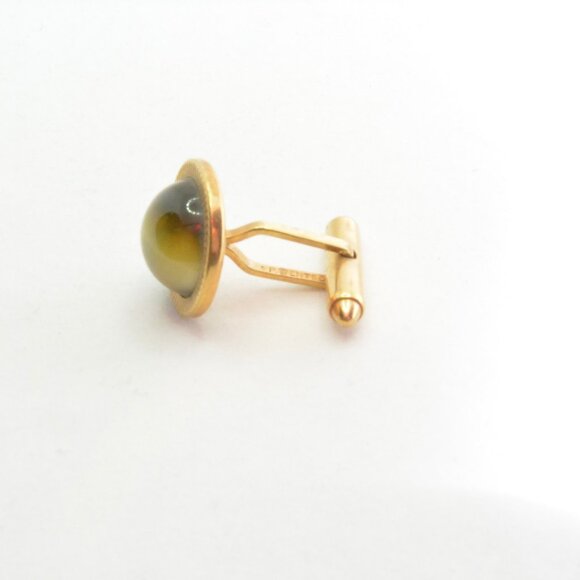 SOLD 14K Gold Tiger Eye Cufflinks - Picture 2 of 2